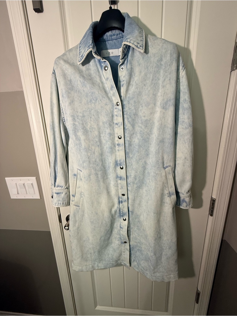 IRO Light Wash Fluid 100%Lyocell Shirt Dress - Pale Denim looking Blue
